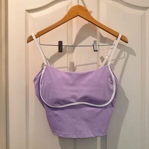 Gilly Hicks Lavender Active Bra Tank with White piping.